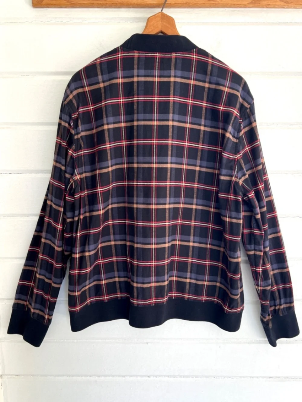 TODD SNYDER 100% Cotton  Plaid Button Up V-Neck Cardigan Jacket - XL